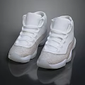 White High Top Athletic Shoes with Silver Glitter Accents Modern Design Lace Up Closure