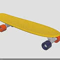 Yellow Plastic Skateboard With Red And Blue Wheels For Kids Or Casual Riding