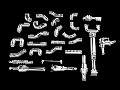 Assorted Pipe Fittings Including Elbows Tees Couplings And Straight Pipes 3d model