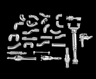Assorted Pipe Fittings Including Elbows Tees Couplings And Straight Pipes 3d model