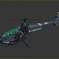 Modern Military Drone With Green Cockpit Canopy Gray Body Multiple Rotors And Yellow Accents
