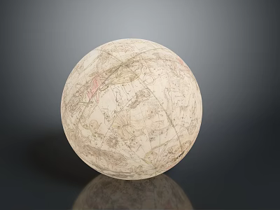 Vintage Globe With Hand Drawn World Map And Ornate Surface Details 3d model