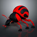 3D Insect Model With Red And Black Body Long Antennae And Legs