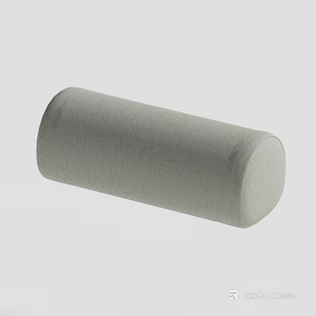 Soft Gray Cylindrical Knitted Pillow With Textured Surface For Home Decor 3d model 