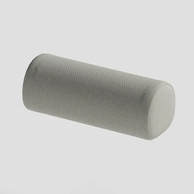 Soft Gray Cylindrical Knitted Pillow With Textured Surface For Home Decor 3d model