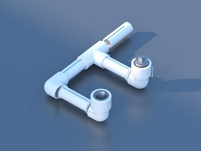 White Plastic Pipe Fitting Connector For Home Bathroom Plumbing Use 3d model