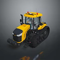 Yellow Tracked Tractor With Red Warning Lights And Modern Cab Structure 3d model