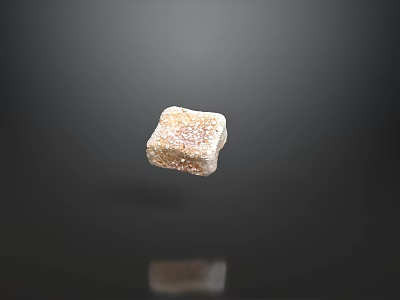 Floating Square Shaped Snack In Snack Shop With Sugar Coated Surface And Dark Background Reflection 3d model