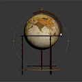 Vintage Globe On Wooden Stand With Decorative Base And World Map Design