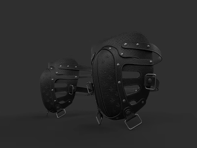 Black Leather Hat With Metal Buckles And Perforated Design For Fashionable Look 3d model