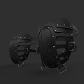 Black Leather Hat With Metal Buckles And Perforated Design For Fashionable Look