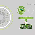 Green Themed Circular Graphic Design Elements With Kiosk Logo And Decorative Patterns 3d model