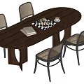 Middle style dining table and chair combination 3d model