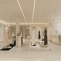 Korean Women's Clothing Store with Fashionable Dresses on Mannequins Modern Interior and Elegant