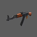 Classic Assault Rifle With Wooden Stock And Black Metal Barrel Design