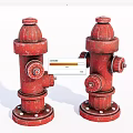 Two Red Fire Hydrants Essential Fire Safety Equipment For Emergency Use