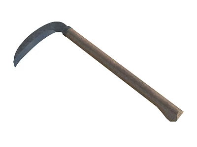 Traditional Sickle Weapon With Curved Metal Blade And Wooden Handle Design 3d model