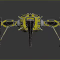 Futuristic Yellow Mechanical Spider Robot With Metallic Legs And Sci Fi Design Details