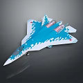 Blue And White Camouflage Military Fighter Jet Model With Red Star Emblems