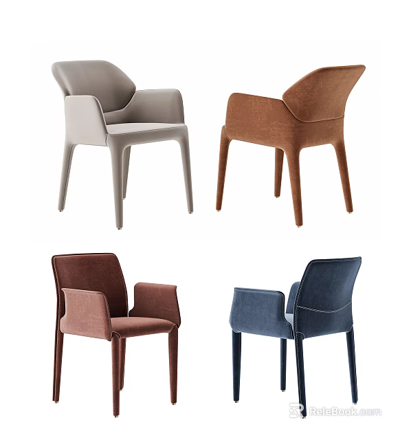 Modern Upholstered Dining Chairs In Multiple Colors For Stylish Dining Spaces 3d model