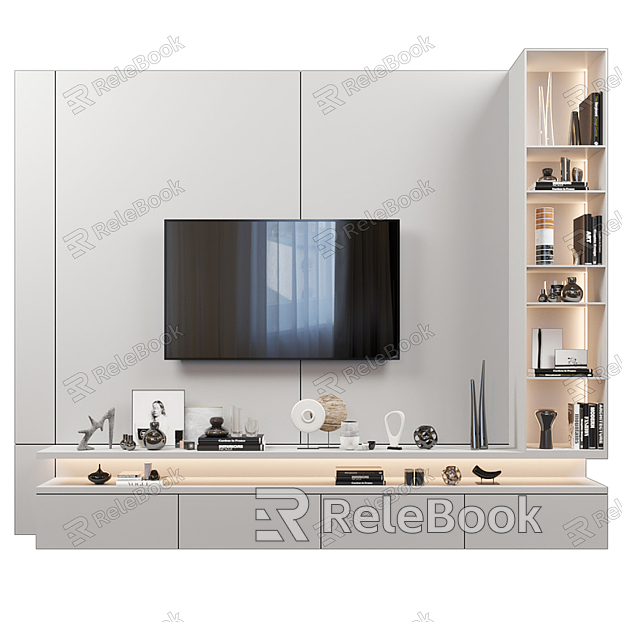 Modern TV background wall TV cabinet model