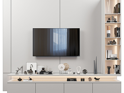 Modern TV background wall TV cabinet model