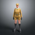 3D Military Character Creature In Yellow Uniform With Hat Gloves Shorts And Boots