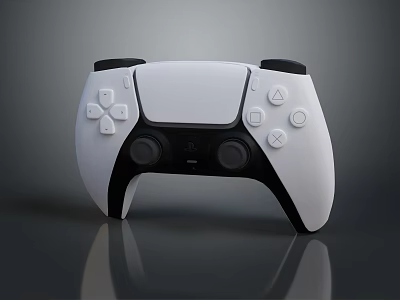 Ergonomic Wireless PC Gaming Controller With White Design Black Grips Joysticks Buttons 3d model