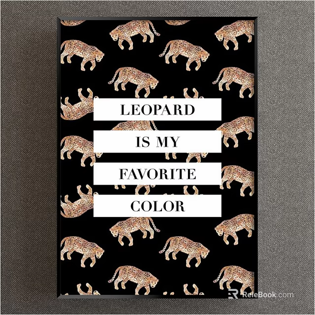 Leopard Pattern Design With Favorite Color Text On Black Background 3d model 