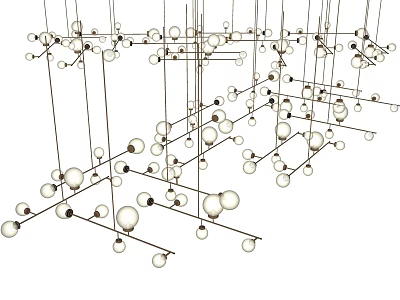 Modern Geometric Chandelier With Glass Balls And Hanging Rods For Interior Decor 3d model