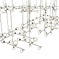 Modern Geometric Chandelier With Glass Balls And Hanging Rods For Interior Decor