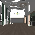 School Dance Studio Interior With Light Wooden Floor Green Curtains And Ballet Barres