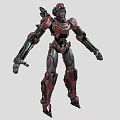 Futuristic Sci Fi Mech Character With Gray Red Armor And Mechanical Design