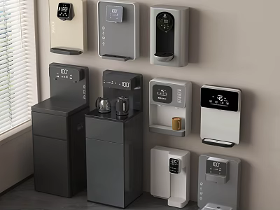 Modern Wall Mounted And Floor Standing Daily Use Appliances With Digital Displays In Various Colors 3d model