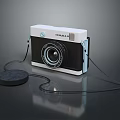 CHALINA 6 Vintage Digital Camera With White Black Body Black Lens Round Base And Strap