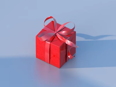 Elegant Red Gift Box With Shiny Bow As Useful Daily Life Supplies 3d model