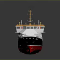 Modern 3D Rendered Ship With White Red Black Hull Green Deck And Yellow Superstructure