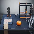 Essential Home Gym Fitness Equipment Including Power Rack Dumbbell Set Barbell Medicine Ball And Kettlebells 3d model