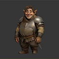 3D Rendered Fantasy Dwarf Character Smiling Wearing Leather Armor And Holding Dagger