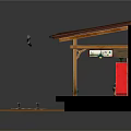 Detailed Miniature Train Station Platform With Corrugated Roof Benches Vending Machine Steps And Railway Tracks