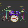 Purple MAX Logo Drum Set With Cymbals And Stands Musical Instrument