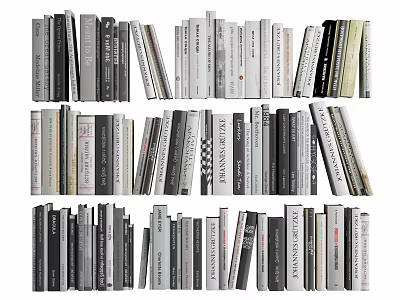 Various Books and Magazines Arranged in Rows with Different Sizes and Colors 3d model