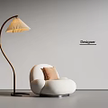 Cream Style Single Person Sofa Casual Sofa Floor Lamp 3d model