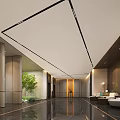 Luxurious Hotel Lobby Interior With Modern Chandeliers Decorative Wall Marble Floor And Double Height Space