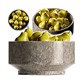 Ripe Yellow Pears in a Rustic Stone Bowl for Fresh Fruit