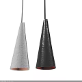 Modern Conical Pendant Light With Black White Finish And Red Bottom Accent