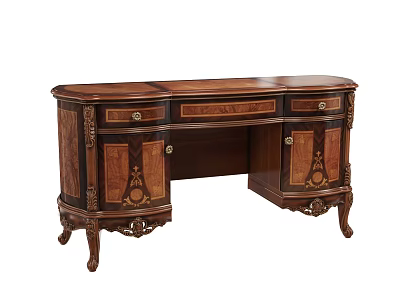 Vintage Wooden Dresser with Ornate Carvings Drawer Cabinet and Decorative Legs 3d model