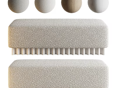 Upholstered Textured Fabric Sofa Bench With Four Color Choices And White Legs 3d model