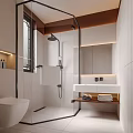 Modern Bathroom Interior Design With Glass Shower Enclosure Vanity Mirror And Ambient Lighting