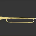 Golden Shiny Brass Musical Equipment With Flared Bell Long Tubing And Transparent Key